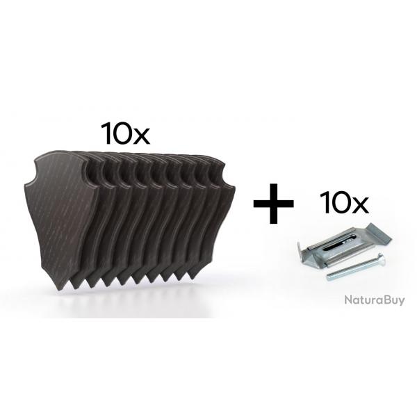 Pack de 10 plaques  trophes 22x13 cm + 10 supports mtal - Fonces
