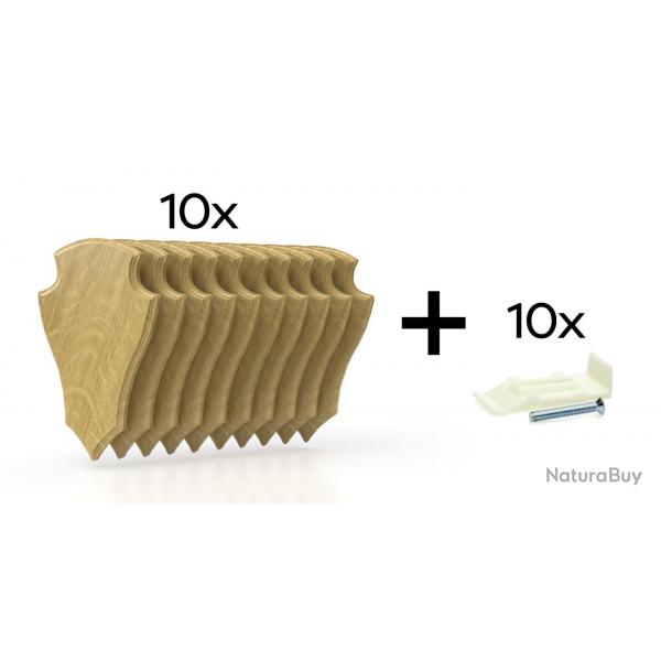 Pack de 10 plaques  trophes 22x13 cm + 10 supports plastiques - Claires
