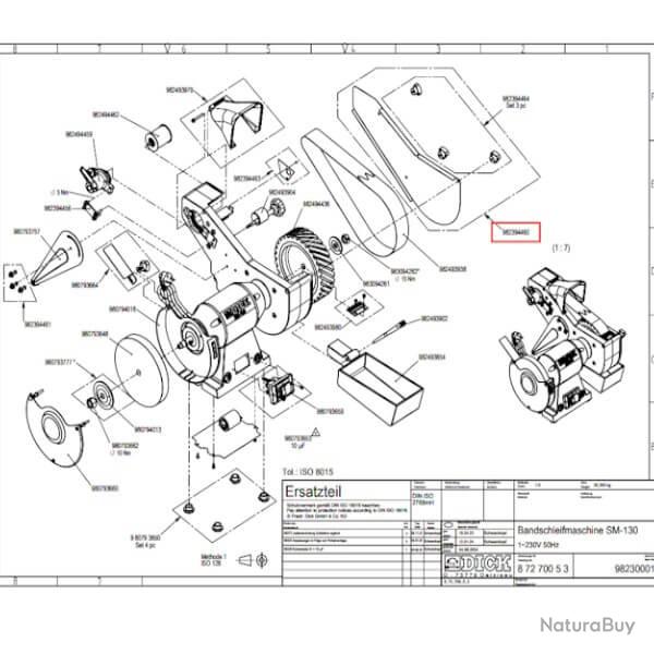 9 8249 4460 Couvercle du bras de meulage pour Dick SM-130