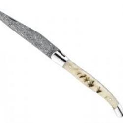 Couteau Laguiole GILLES® TRADITION lame damas inox 120 couches manche corne de bélier +pochette