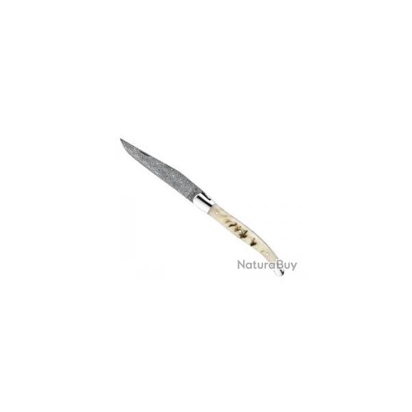 Couteau Laguiole GILLES TRADITION lame damas inox 120 couches manche corne de blier +pochette