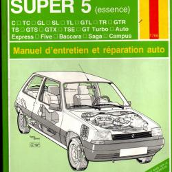 renault super 5 manuel d'entretien et de réparation auto modeles sur couverture