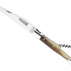 Couteau Laguiole GILLES® TRADITION 2 pièces manche pointe de corne blonde +pochette
