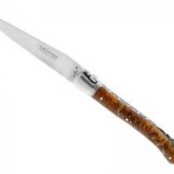 Couteau Laguiole GILLES® NATURE lame mate à cran acier 14C28N manche en hêtre stabilisé +pochette