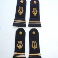MUSIQUE DE LA FLOTTE - MARINE NATIONALE - RARES 2 ANCIENNES PAIRES EPAULETTES