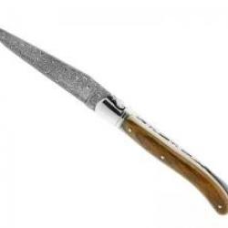 Couteau Laguiole GILLES® NATURE lame damas inox 120 couches à cran manche ivoire mammouth +pochette