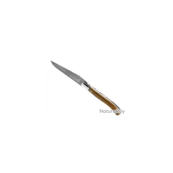 Couteau Laguiole GILLES NATURE lame damas inox 120 couches  cran manche ivoire mammouth +pochette