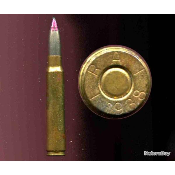 7.92 x 61 Norvgien - RARE - balle traante pointe rouge - tui laiton 61 mm - marquage : RA-1938-