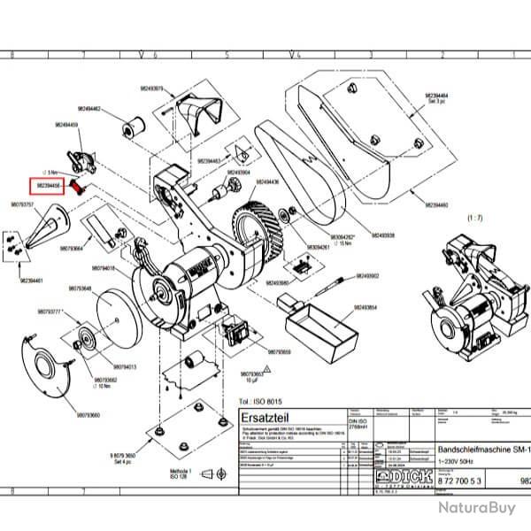 9 8249 4456 Plaque de serrage pour pice d'entranement de la bande pour Dick SM-130