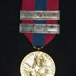 MEDAILLE DEFENSE NATIONALE-AGRAFES MISSION D'ASSISTANCE EXTERIEURE-TROUPE DE MARINE-CLASSE BRONZE