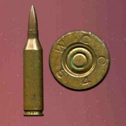 .22 NATO - TRES RARE - amorçage électrique expérimental - marquage : WCC 54 - étui laiton de 51.8 mm