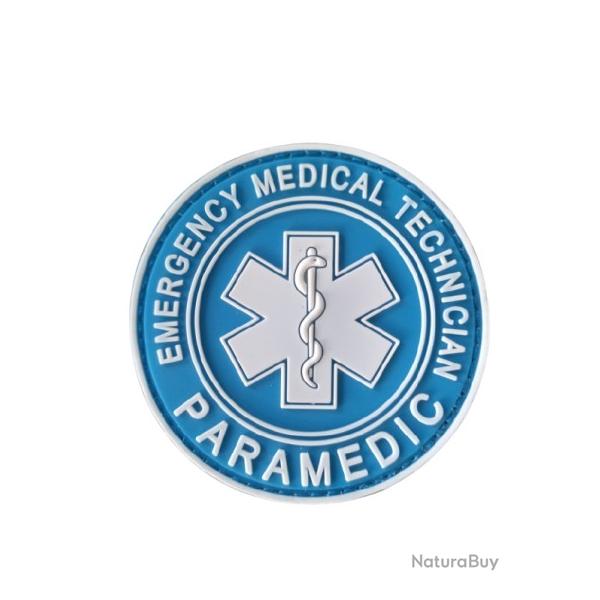 Patch Paramedic - rond - PVC - Bleu - Velcro - Livraison gratuite
