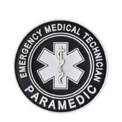 Patch Paramedic - rond - PVC - Noir - Velcro - Livraison gratuite