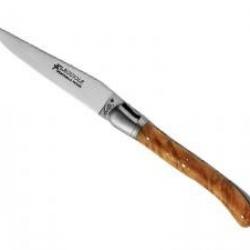 Couteau Laguiole GILLES® NATURE lame mate à cran acier 14C28N manche 12 cm  olivier +pochette