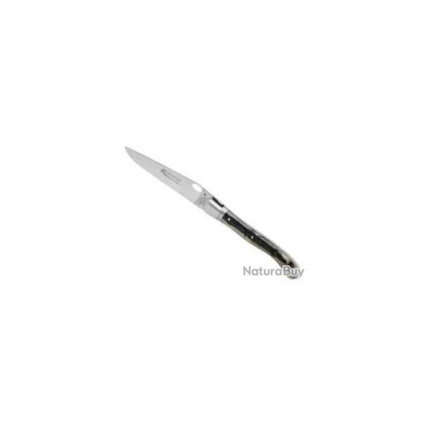 Couteau Laguiole GILLES NATURE UNE MAIN lame mate ambidextre acier 14C28N manche corne blier