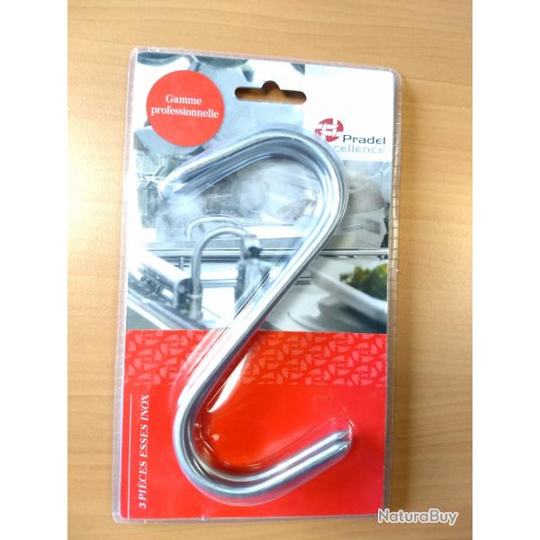 *** DSTOCKAGE - Lot de 3x crochets de boucher en inox 14,5 cm Neuf dans son emballage d'origine***
