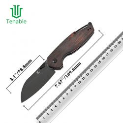 Couteau Tenable Model 6 Lame Sheepfoot Acier 14C28N Black Manche G-Mascus Rouge & Noir T1022V7
