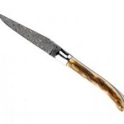 Couteau Laguiole GILLES® POCKET lame damas inox 160 couches à cran manche ivoire mammouth +pochette
