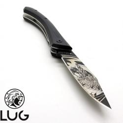 Couteau C63 AIGLE BLACK TITANIUM manche G10 Noir, liner-lock, couteau LUG