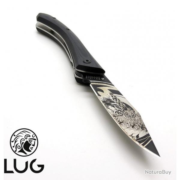 Couteau C63 AIGLE BLACK TITANIUM manche G10 Noir, liner-lock, couteau LUG