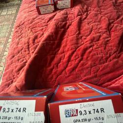 9,3x74 R Deux boîtes de Gpa en 238gr soit 15,4 g du même lot (douilles rws)
