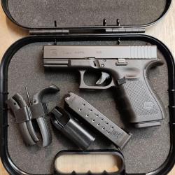 Pistolet semi-automatique GLOCK 19 Gen 4 - Calibre 9x19 - Mallette, 2 chargeurs (Occasion)