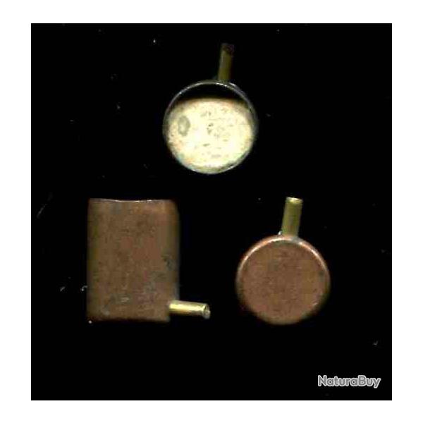 12 mm  broche  blanc pour revolver Lefaucheux - tui cuivre ferm par un opercule carton blanc
