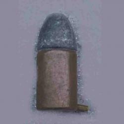 15 mm à broche pour revolver et carabine Lefaucheux - étui laiton cuivré - balle plomb méplate