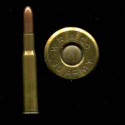 .30-40 Krag ARMY - RARE - marquage : W.R.A.Co.  .30 ARMY - balle cuivre pointe arrondie