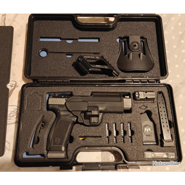 Canik TP9 SFX Modle 2 avec vise rglable et support point rouge Fab Dfense USM