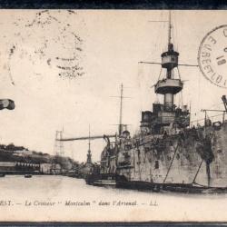 CPA - Marine Militaire - BREST - Le Croiseur " Montcalm " dans l'Arsenal N°3788