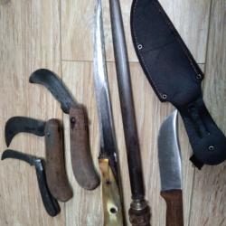 Lot vintages de couteaux collection et lame à affuter dont FACOM