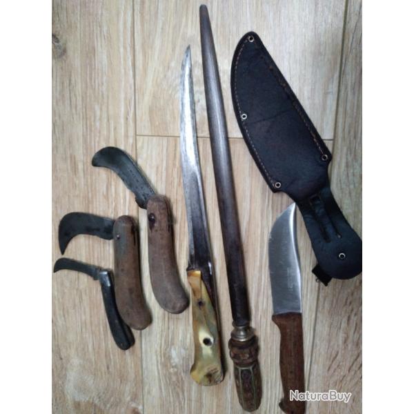 Lot vintages de couteaux collection et lame  affuter dont FACOM