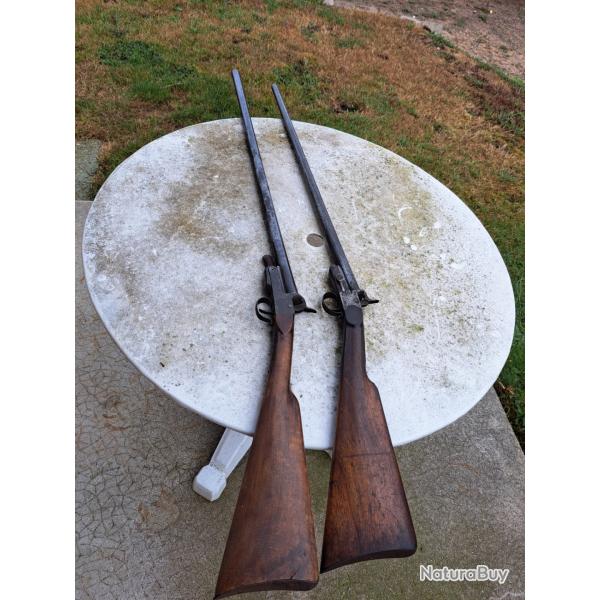 lot de 2 petits fusils de chasse dit de " braconnier "