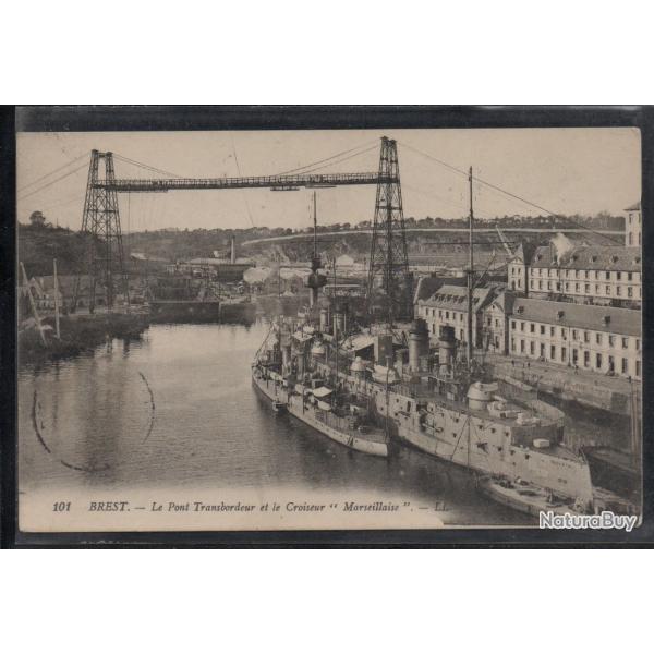 CPA - Marine Militaire - Le Pont Transbordeur et le Croiseur " Marseillaise "  N3792