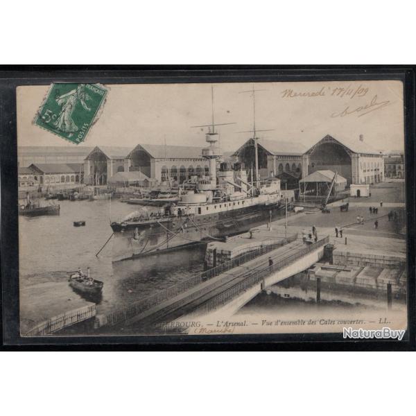 CPA - Marine Militaire - CHERBOURG - l'Arsenal - vue d'ensemble des cales couvertes N3798
