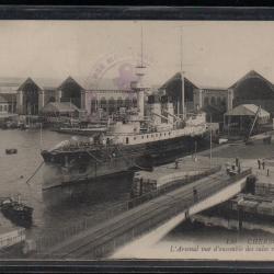 CPA - Marine Militaire - CHERBOURG - l'Arsenal - vue d'ensemble des cales couvertes N°3799