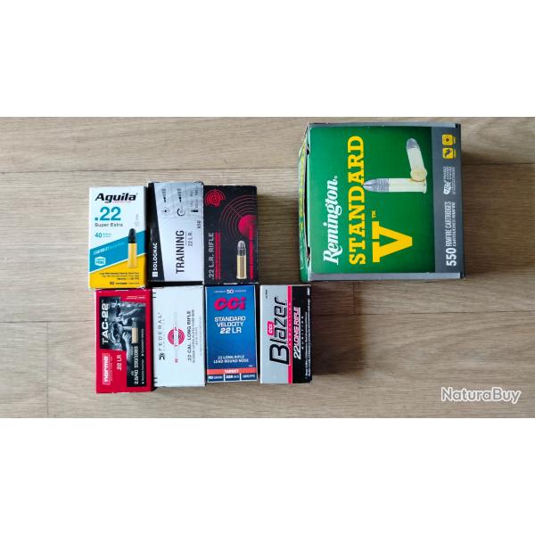 9 modles de 22lr / chantillon test 9*15 munitions (135 munitions)