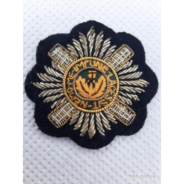 Insigne tissu brod cannetille argent "NEMO ME IMPUNE LACESSIT superbe