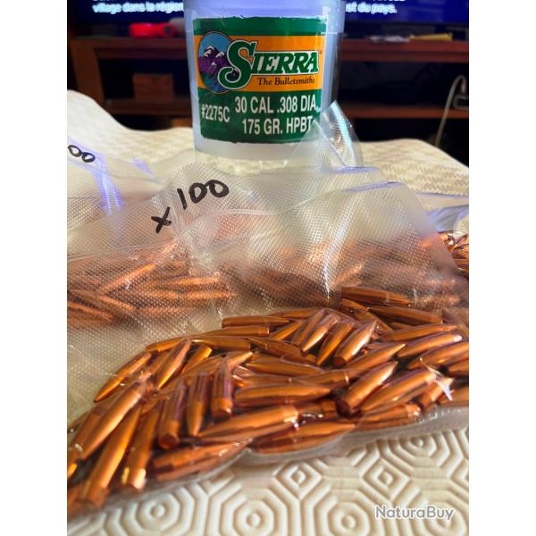 Sierra ogives Cal. 308 - 175 GR  HPBT  (2275C Sierra) - Vrac de 353 Ogives