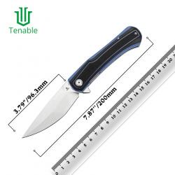 Couteau Tenable Kratos Lame Acier Nitro-V SW Manche G10 Noir & Bleu Liner Lock T1024A2