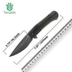 Couteau Tenable Kratos Lame Acier Nitro-V SW Manche G10 Black&Green Liner Lock T1024A4