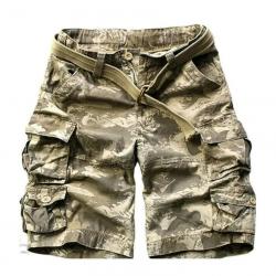 High Quality Camouflage Cotton Cargo Shorts For Men Summer Multi Pocket Military Knee Length Casual 