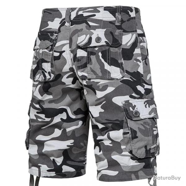 Men's Camo Shorts Summer Casual Half Pants Camouflage Outdoor Sports Short Pants Side Pocket Cotton 