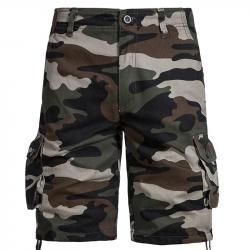 Men's Camo Shorts Summer Casual Half Pants Camouflage Outdoor Sports Short Pants Side Pocket Cotton 