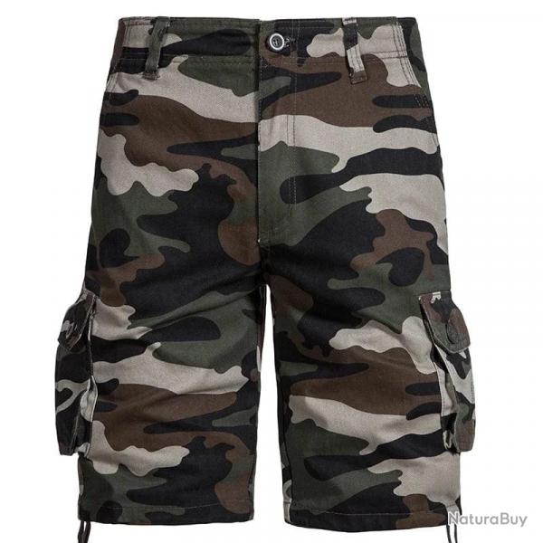 Men's Camo Shorts Summer Casual Half Pants Camouflage Outdoor Sports Short Pants Side Pocket Cotton 