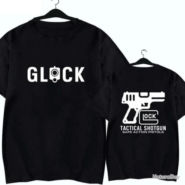 Men's Graphic Glock T-Shirt 100% Cotton Sweat Wicking Breathable High Quality Casual Tee for Tactica