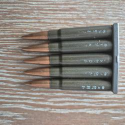5 Cartouches mauser douille verte 8 x 57 neutralisée seconde guerre IS ou JS avec symbole aigle