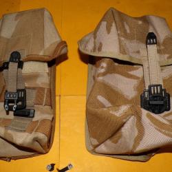 LOT DE 2 POCHES POUR GILET DE COMBAT  DE L'ARMEE ANGLAISE CAMOUFLAGE SABLE , FABRICATION ROYAUME UNI