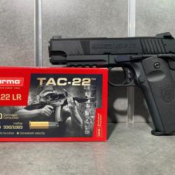 PACK Pistolet HAMMERLI Forge H1 4.25" Calibre 22 Lr + 500 cartouches NORMA Tac-22